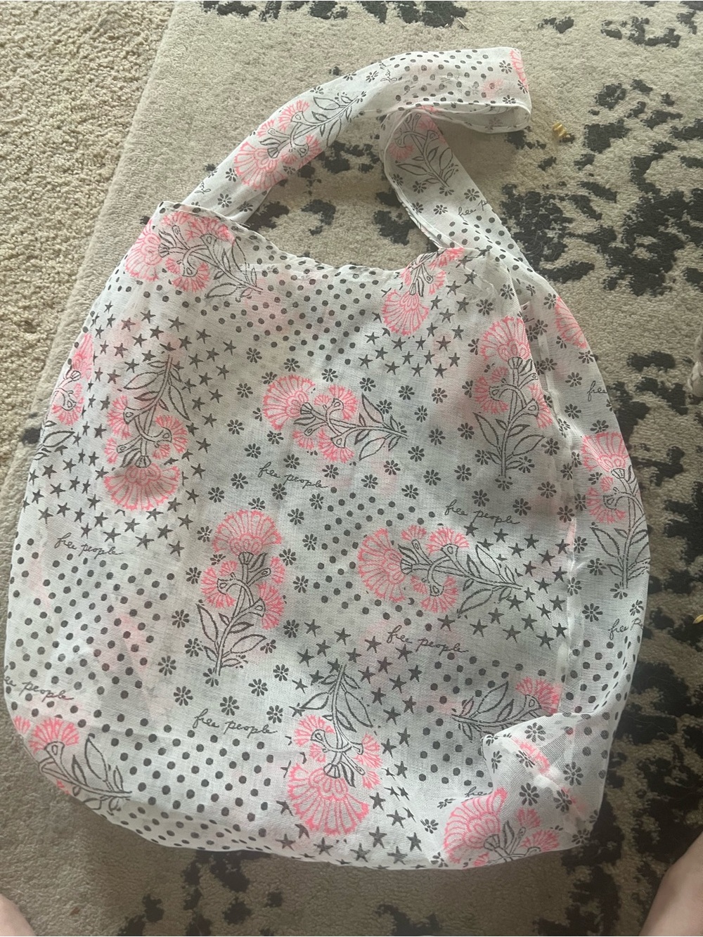 Free People White Shoulder Bag with Pink Floral Print